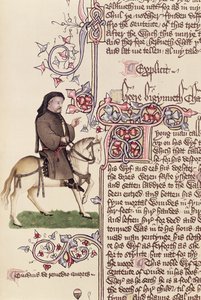 Portræt af Geoffrey Chaucer (ca. 1342-1400) faksimile fra The Canterbury Tales af Geoffrey Chaucer (ca. 1342-1400) af English School