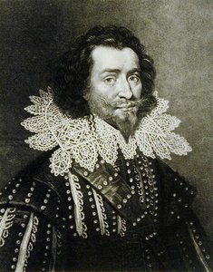Portræt af George Villiers, 1. hertug af Buckingham (1592-1628) indgraveret af Richard Earlom (1743-1822) og Charles Turner (ca. 1773-1857) fra Illustrious Characters in British History (mezzotint) (bw p.