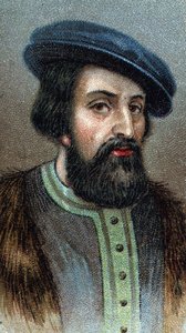 Portræt af HERNANDO (Hernan) CORTES (Cortez) (1485-1547) Engelsk erobrer - Fra serien "" Leaders of Men"" - Chromolithography - English School, 20. århundrede - af English School