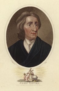 Portræt af John Locke (farvegravering) af English School