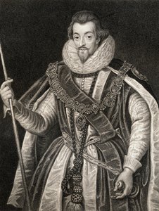 Portræt af Robert Cecil, 1. jarl af Salisbury (1563-1612), fra Lodges British Portraits, 1823 af English School