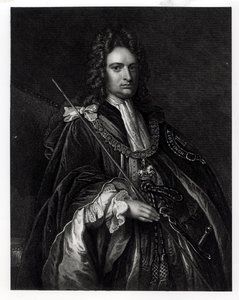 Portræt af Robert Harley, den første jarl af Oxford (1671-1724) (gravering) (bw foto) af English School