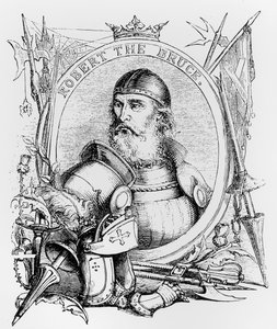 Portræt af Robert the Bruce (1274-1329) (gravering) (bw foto)