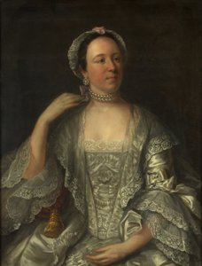 Portræt af Sarah Page (olie på lærred) af English School