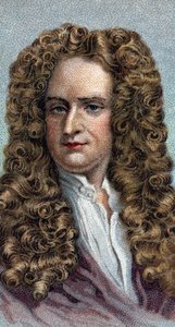 Portræt af Sir Isaac Newton 1642-1727, engelsk fysiker og matematiker - Fra serien "" Leaders of Men" - Chromolithography - English School, 20. århundrede - af English School