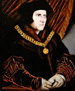 Portræt af Sir Thomas More (olie på egetræspanel) af English School