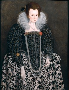Portræt af en kvinde, traditionelt identificeret som Mary Clopton (født Waldegrave) fra Kentwell Hall, Suffolk, ca. 1600