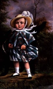 Portræt af barn med en sort hund, ca. 1830 af English School