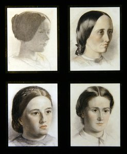 Portrætter af unge damer, ca. 1830 (rødt og hvidt kridt på papir) af English School