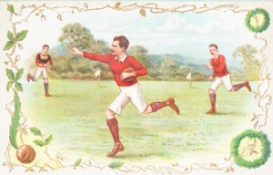 Postkort med mænd, der spiller rugby af English School