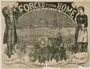 Plakat for Forced from Home af W C Wills, Alhambra, Leicester Square, London