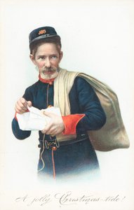 Postbud med sæk, julekort af English School