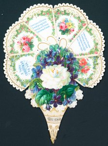 Smukke blomster i form af en vifte, julekort af English School