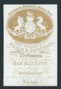 Price og Gosnell, Parfumører til Hendes Majestæt, handelskort af English School