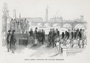 Prins Albert inspicerer den galvaniske telegraf af English School