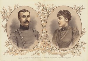Prins Aribert af Anhalt-Dessau og prinsesse Louise af Slesvig-Holsten (chromolitho) af English School