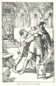 Prins Arthur og hans fangevogter (litografi) af English School