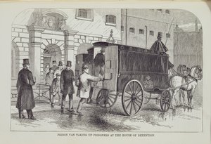 Prison Van optager fanger i House of Detention, fra The Criminal Prisons of London og Scenes of Prison Life af Henry Mayhew (1812-87) og John Binny, 1862 af English School