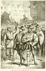 Procession af adelsmænd til Margaret af Parma af English School