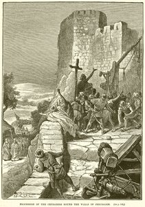 Korsfarernes procession rundt om Jerusalems mure af English School