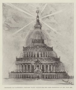 Professor Jan Zawiejskis foreslåede vandpalads til årets Paris-udstilling 1900 (litho) af English School