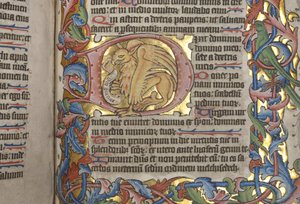 Psalter med Sarum brugskalender, Fol 84 recto, detalje, ca. 1425-75 af English School