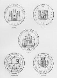 Offentlige våben: Dunbar; Sanquhar; Inverness-shire; Lancashire (gravering) af English School