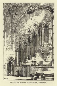 Prædikestol i Monks Refectory, Chester af English School