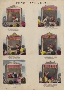 Punch-und-Judy-Show (farbiger Stich) von English School