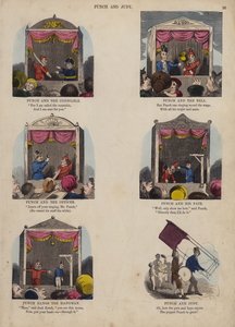 Punch and Judy Show (farvet gravering) af English School