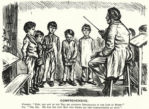 Punch tegneserie: Omfattende - religionsundervisning lektion (gravering) af English School
