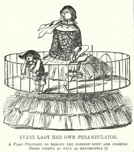 Jede Dame ihr eigener Kinderwagen - die Mode der Reifröcke für Frauen (Stich)