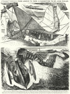 Punch tegneserie: Straight Through fra London til Paris. Et forslag til hr. John Fowler (gravering) af English School