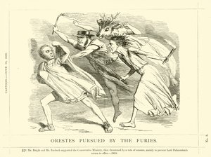Punch tegneserie om John Bright: Orestes Pursued By The Furies af English School