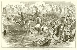 Forfølger oprørerne fra Delhi, 1857 af English School