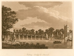 Putney Bridge and Church, London af English School