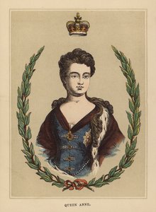 Dronning Anne (farvelagt kobberstik) af English School