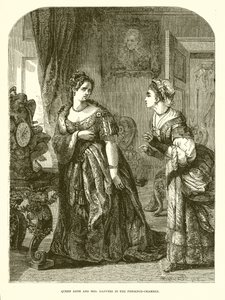 Dronning Anne og Fru Danvers i Nærværelseskammeret af English School