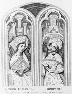 Dronning Eleanor og Henry III, taget fra et gammelt vindue i Church of Boxhill, Sussex af English School