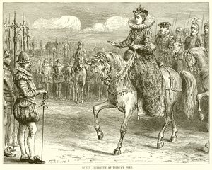 Dronning Elizabeth ved Tilbury Fort af English School