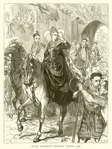 Dronning Elizabeth indtog London, 1558 af English School