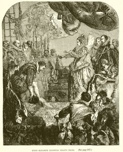 Dronning Elizabeth ridder Francis Drake af English School