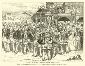 Queen Elizabeths Visit to Hunsdon House, 1571  af English School