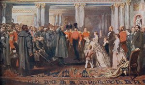 Dronning Victoria modtager Krimkrigsveteraner i audiens af English School