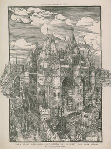 RIBA Soane Medallion pris design 1882 - Et West End klubhus af A Beresford Pite af English School