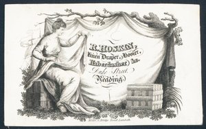 R Hoskin, linned draper, strømpebukser, sybetræk, handelskort af English School