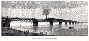 Jernbanebroen over Ganges ved Rajghaut af English School