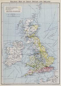 Jernbanekort over Storbritannien og Irland (farvelitografi) af English School