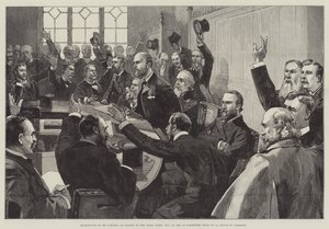 Genvalg af hr. Parnell som leder af det irske parti, 25. november 1890, i udvalgslokale nr. 15, House of Commons af English School