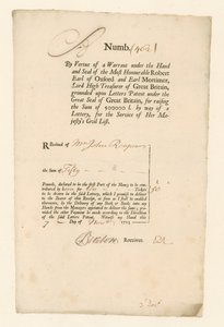 Kvittering for Borgerlistelotteri af 1713 af English School